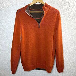 Tommy Bahama Size S Men Orange Brown Reversible Half Zip Golf Preppy Sweatshirt
